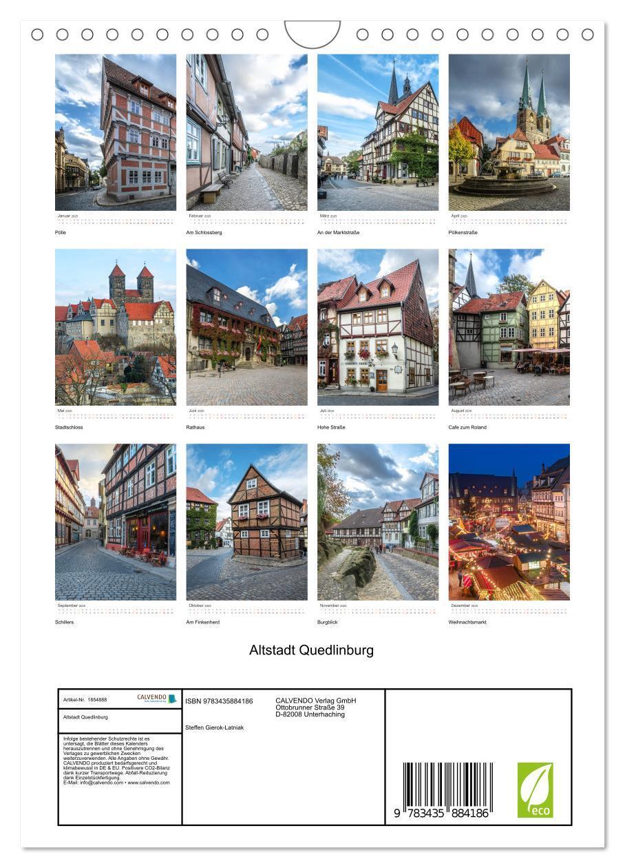 Bild: 9783435884186 | Altstadt Quedlinburg (Wandkalender 2025 DIN A4 hoch), CALVENDO...