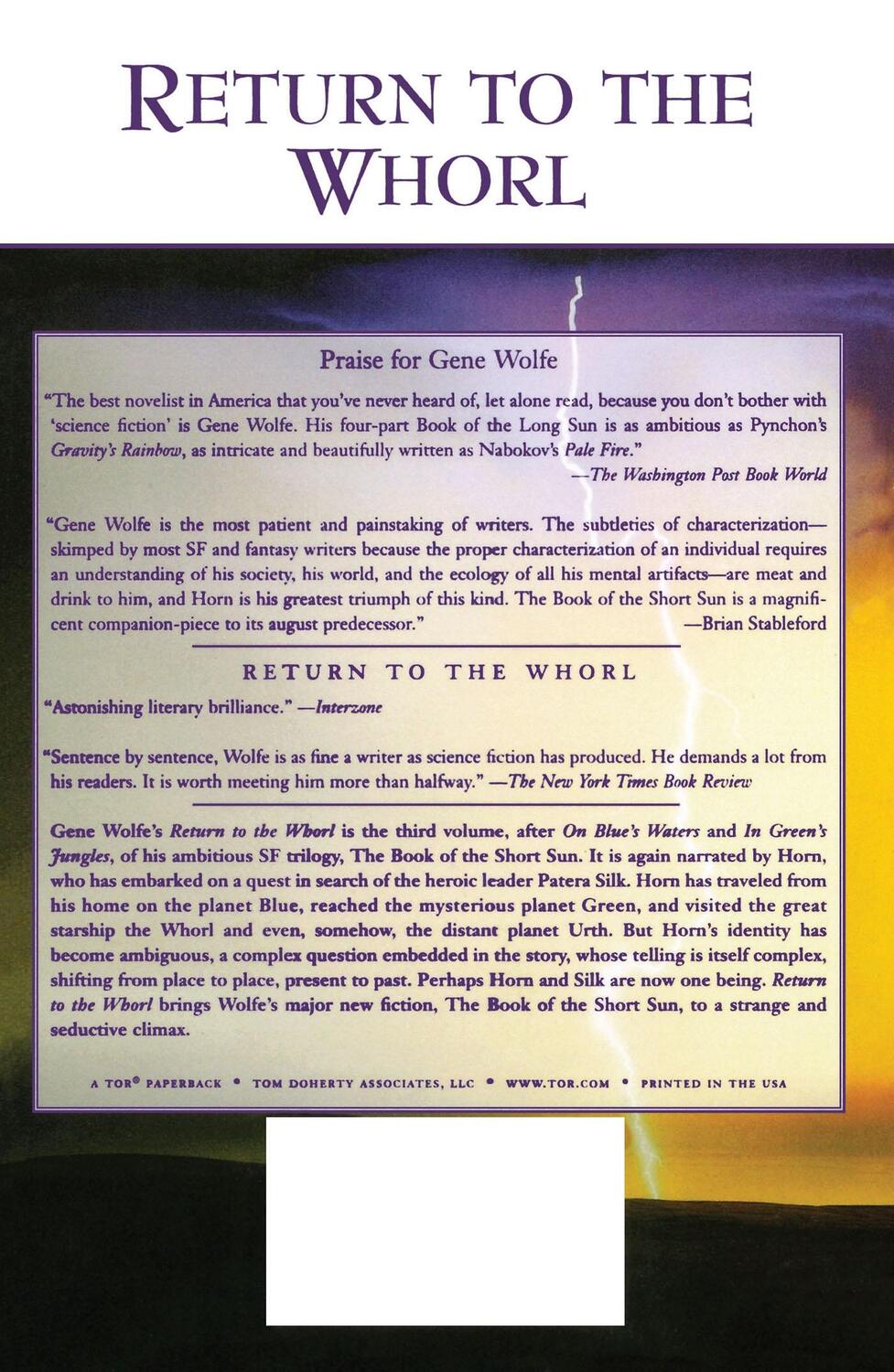 Rückseite: 9780312873646 | Return to the Whorl | Gene Wolfe | Taschenbuch | Paperback | Englisch