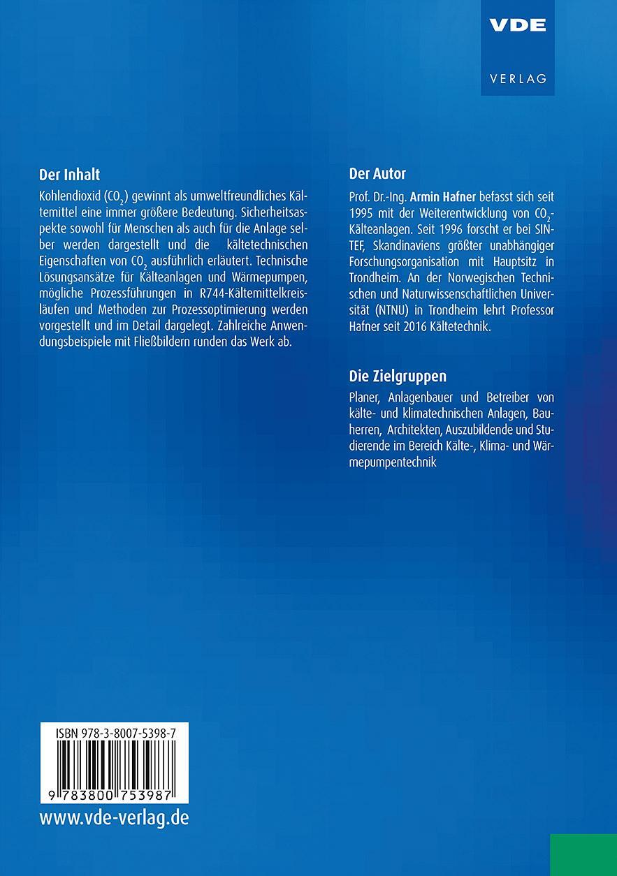 Rückseite: 9783800753987 | CO2 - R744 als Kältemittel | Armin Hafner (u. a.) | Taschenbuch | 2024