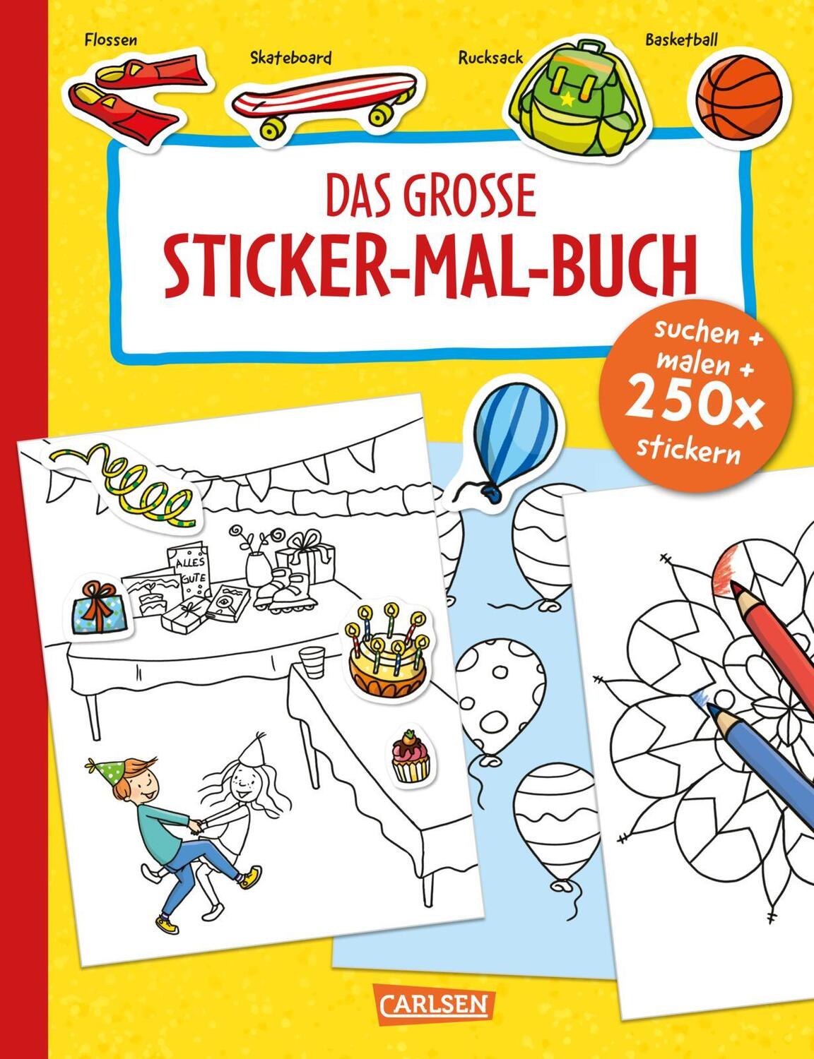 Cover: 9783551161994 | Das große Sticker-Mal-Buch | Suchen, malen, stickern | Hahnfeld | Buch