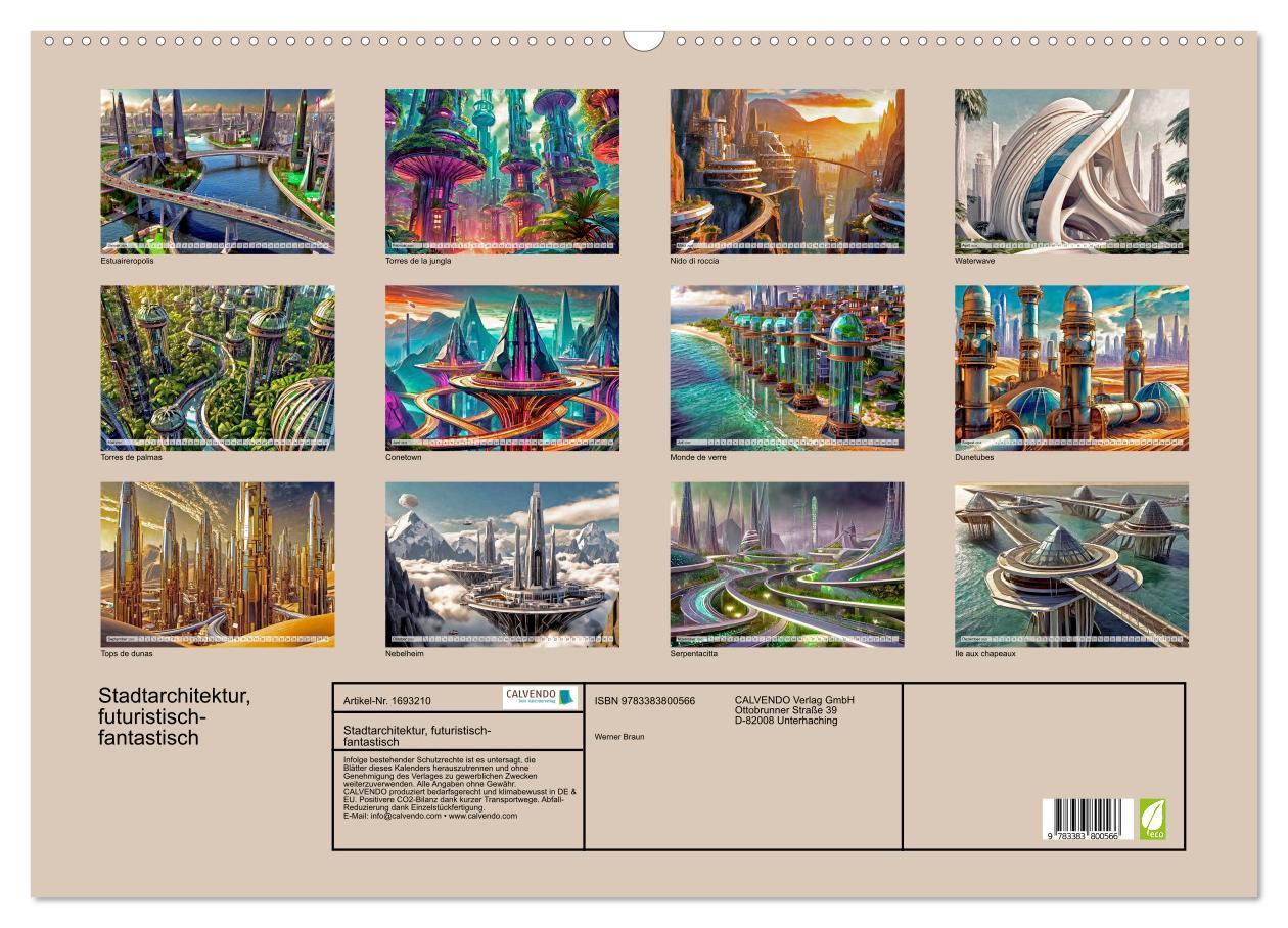 Bild: 9783383800566 | Stadtarchitektur, futuristisch-fantastisch (Wandkalender 2025 DIN...