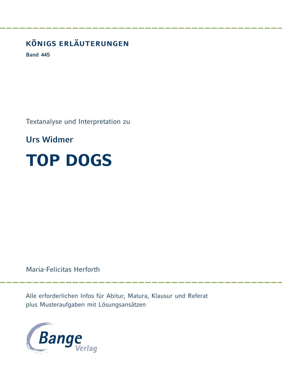 Bild: 9783804419810 | Top Dogs | Urs Widmer | Taschenbuch | Königs Erläuterungen/Materialien