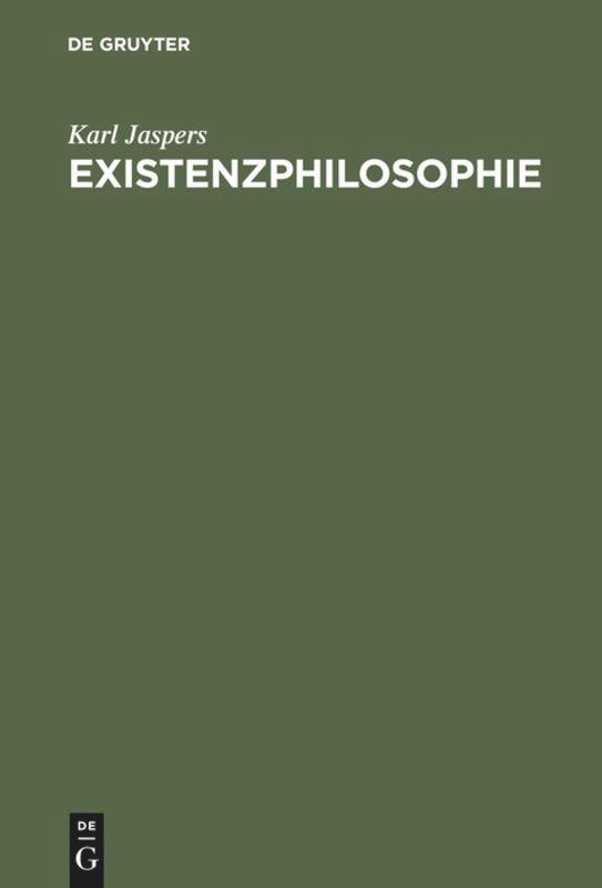 Cover: 9783110048919 | Existenzphilosophie | Karl Jaspers | Buch | HC runder Rücken kaschiert