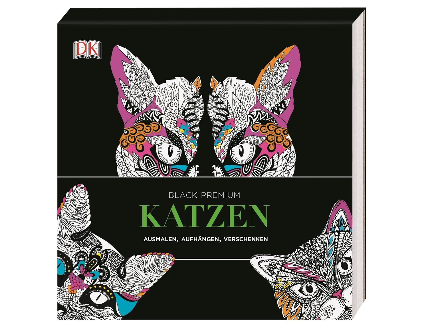 Cover: 9783831034321 | Black Premium. Katzen | Ausmalen, Aufhängen, Verschenken | Taschenbuch