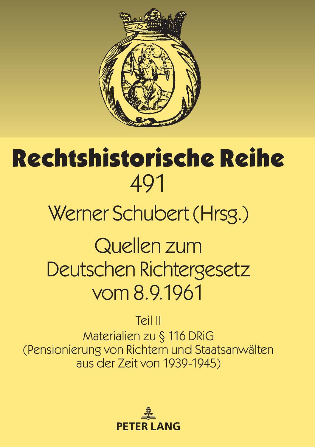 Cover: 9783631826355 | Quellen zum Deutschen Richtergesetz vom 8.9.1961 | Werner Schubert