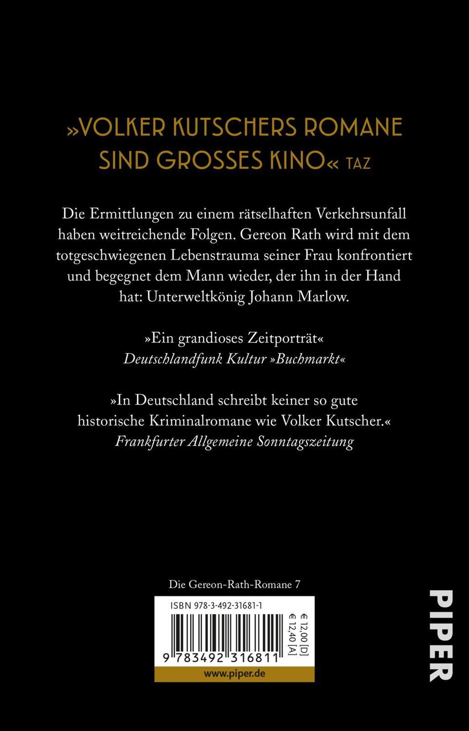 Rückseite: 9783492316811 | Marlow | Volker Kutscher | Taschenbuch | Die Gereon-Rath-Romane | 2020