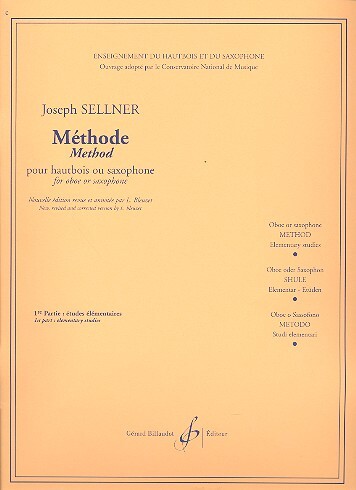 Cover: 9790043001706 | Methode pour hautbois ou saxophone vol.1 Études élémentaires | Sellner