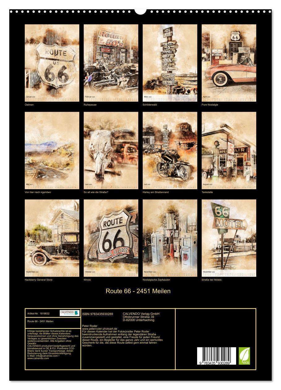 Bild: 9783435930289 | Route 66 - 2451 Meilen (Wandkalender 2025 DIN A2 hoch), CALVENDO...