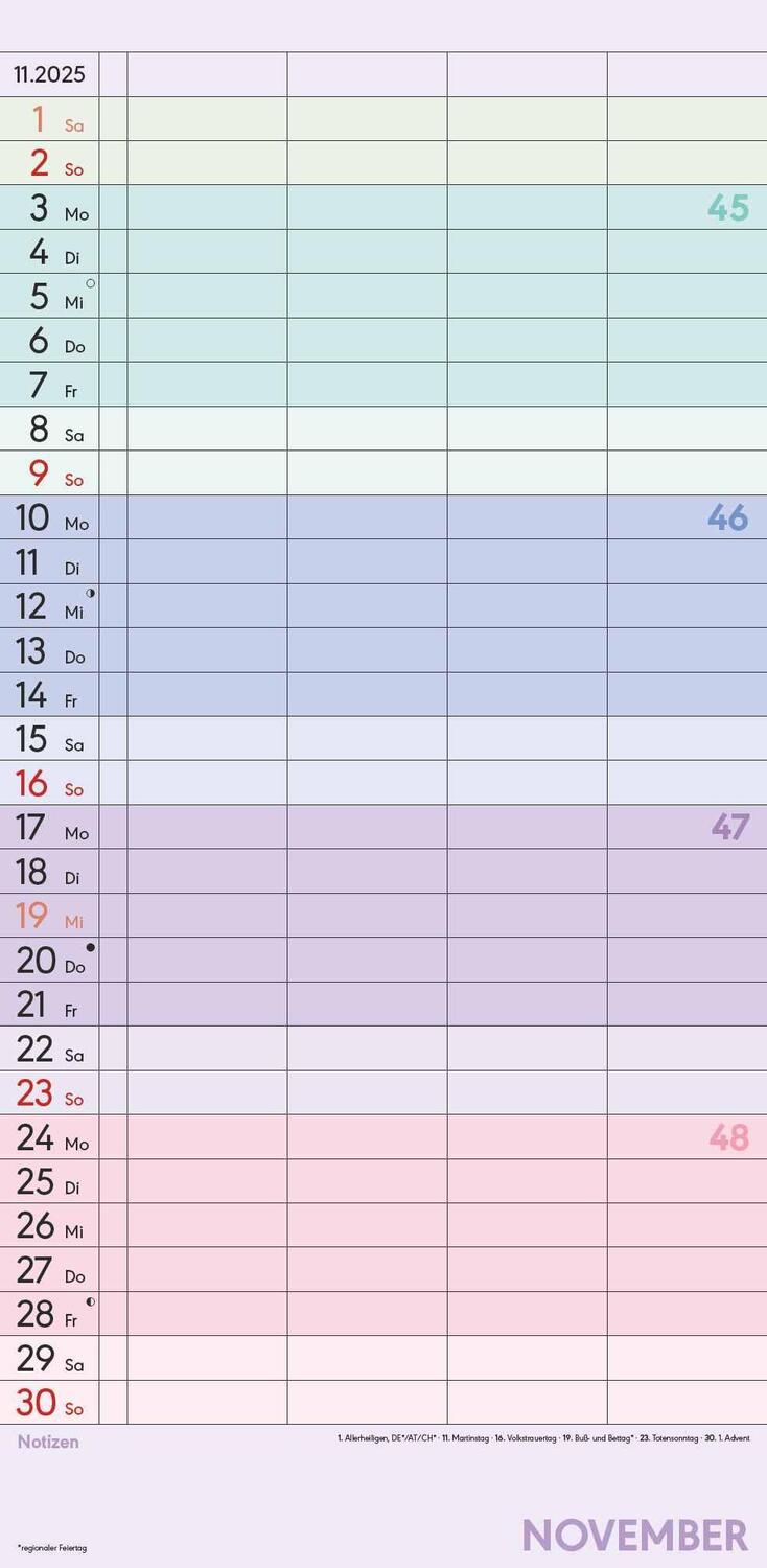 Bild: 4251732341282 | Familienplaner Farbenfroh 2025 mit 4 Spalten - Familien-Timer 22x45...