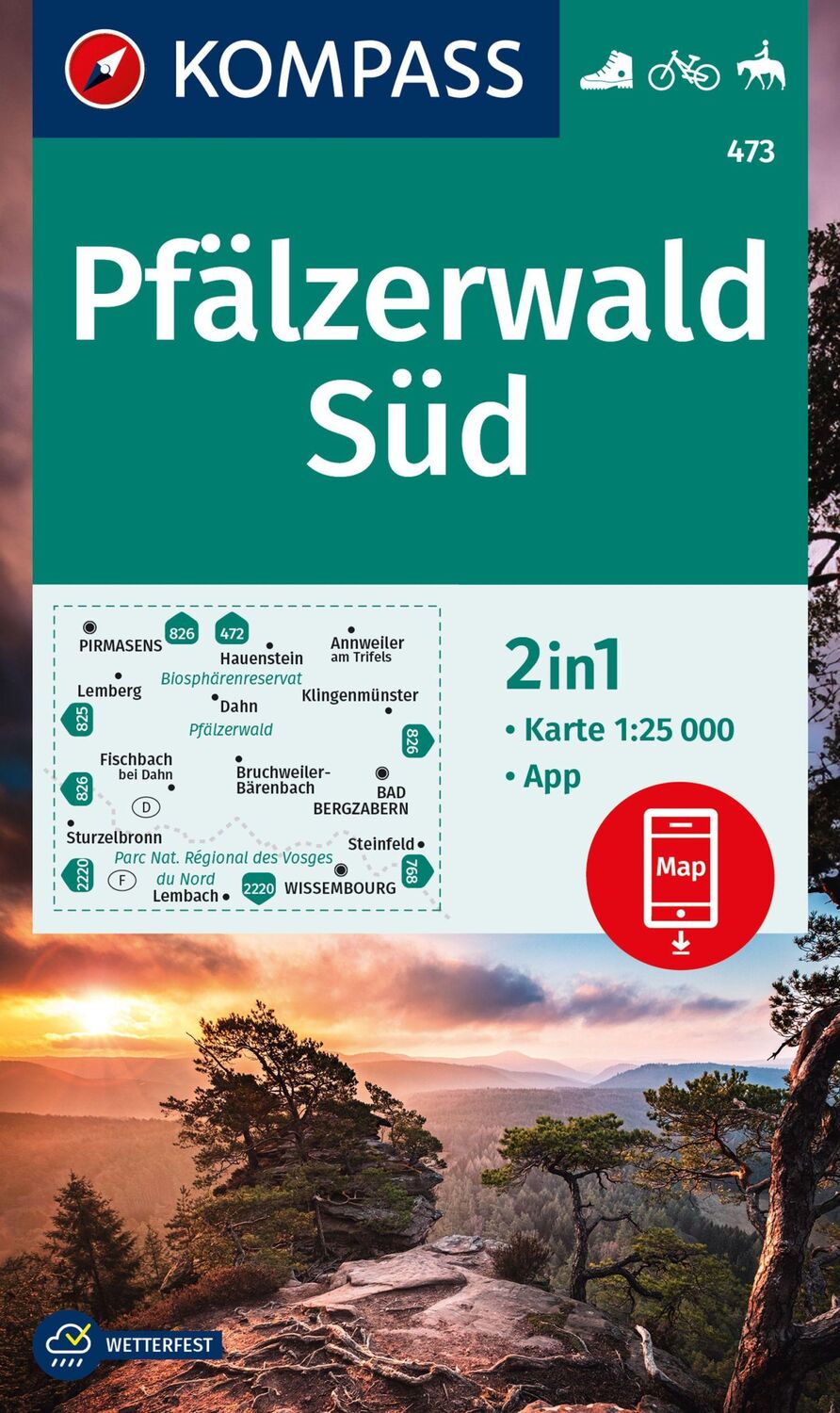 Cover: 9783991540656 | KOMPASS Wanderkarte 473 Pfälzerwald Süd 1:25.000 | (Land-)Karte | 2024