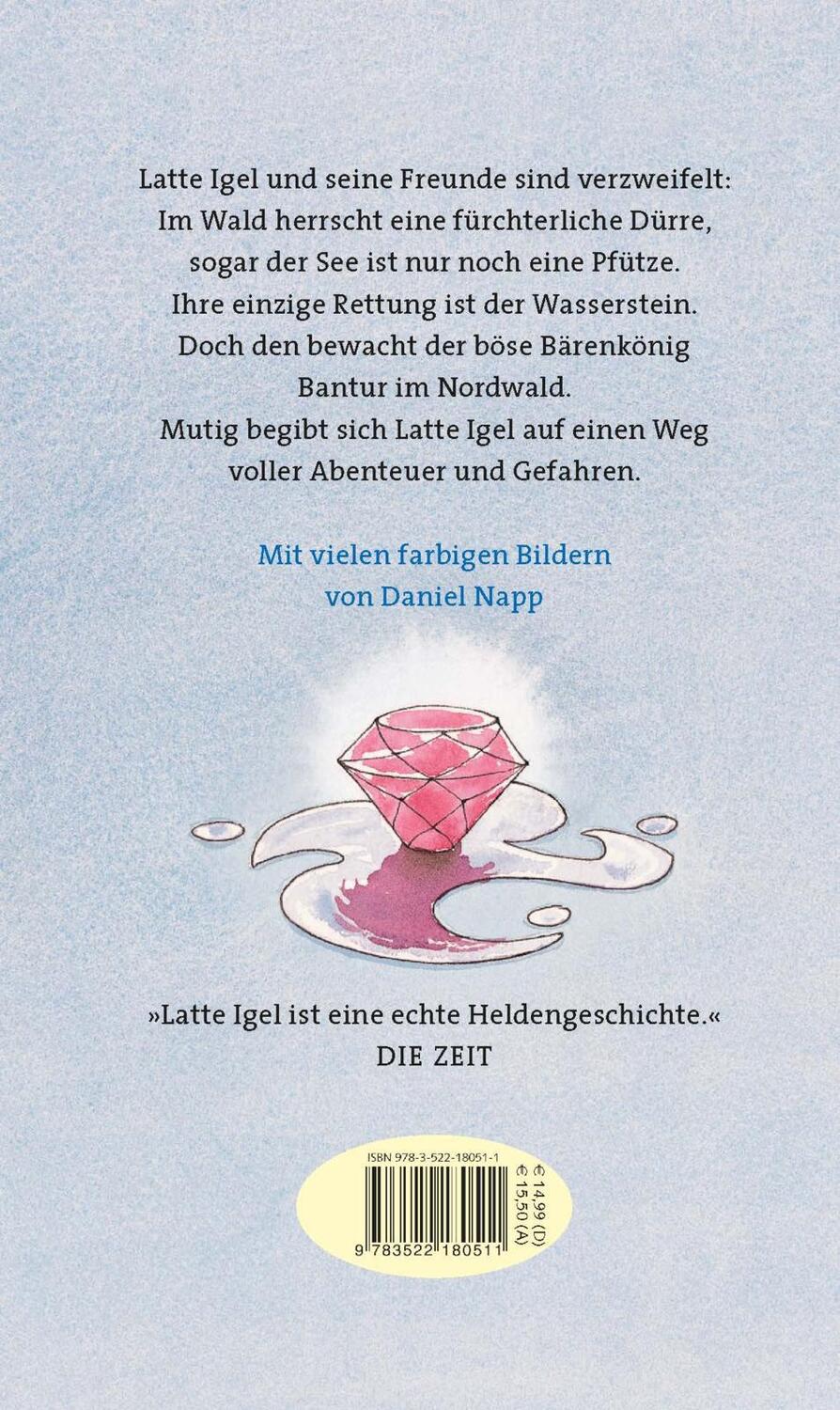 Rückseite: 9783522180511 | Latte Igel und der Wasserstein | Sebastian Lybeck | Buch | Latte Igel