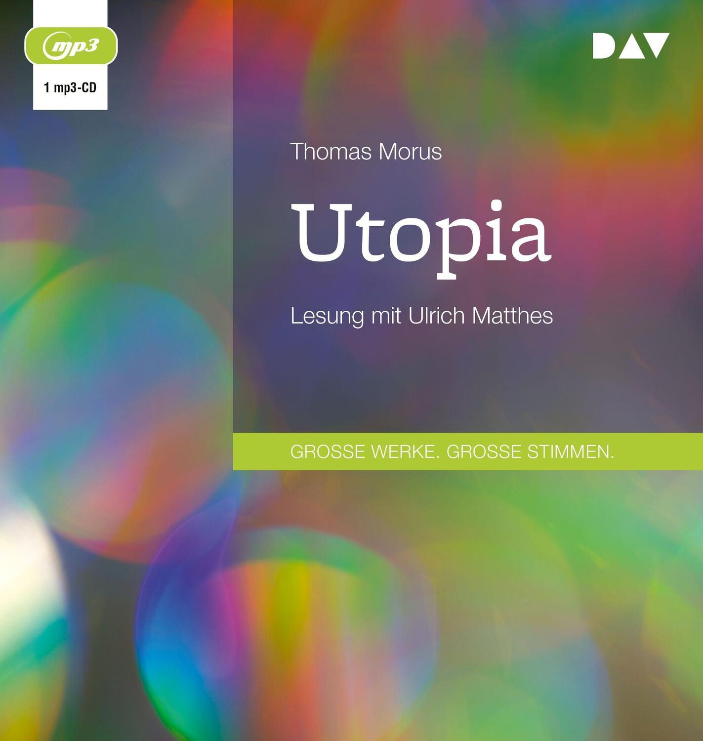 Cover: 9783742431530 | Utopia | Lesung mit Ulrich Matthes | Thomas Morus | MP3 | 173 Min.