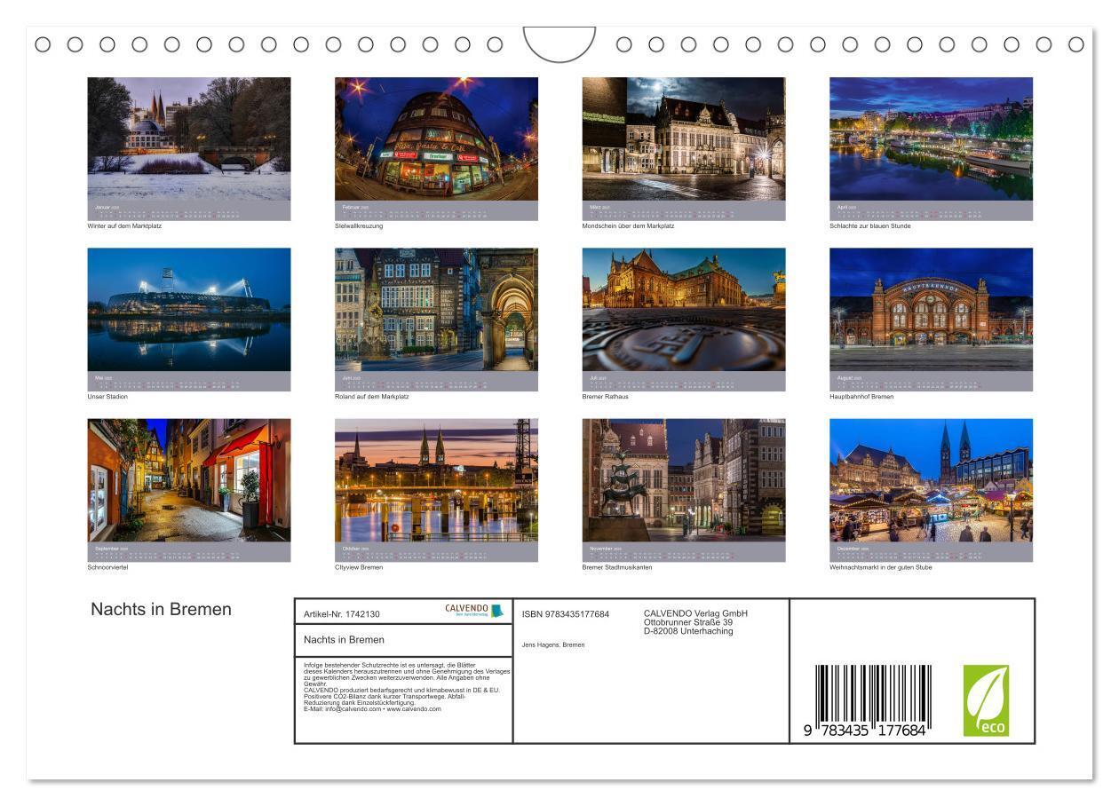 Bild: 9783435177684 | Nachts in Bremen (Wandkalender 2025 DIN A4 quer), CALVENDO...