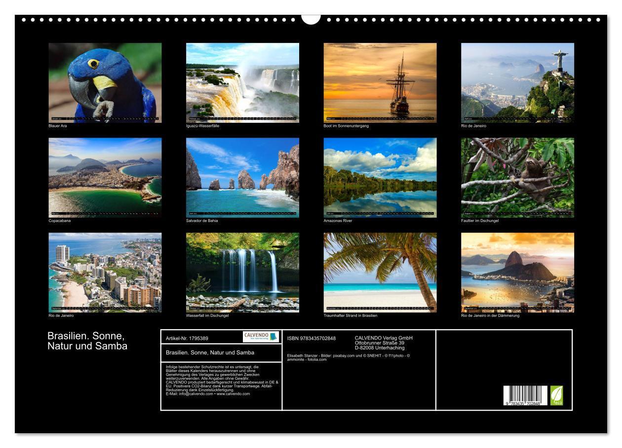 Bild: 9783435702848 | Brasilien. Sonne, Natur und Samba (Wandkalender 2025 DIN A2 quer),...