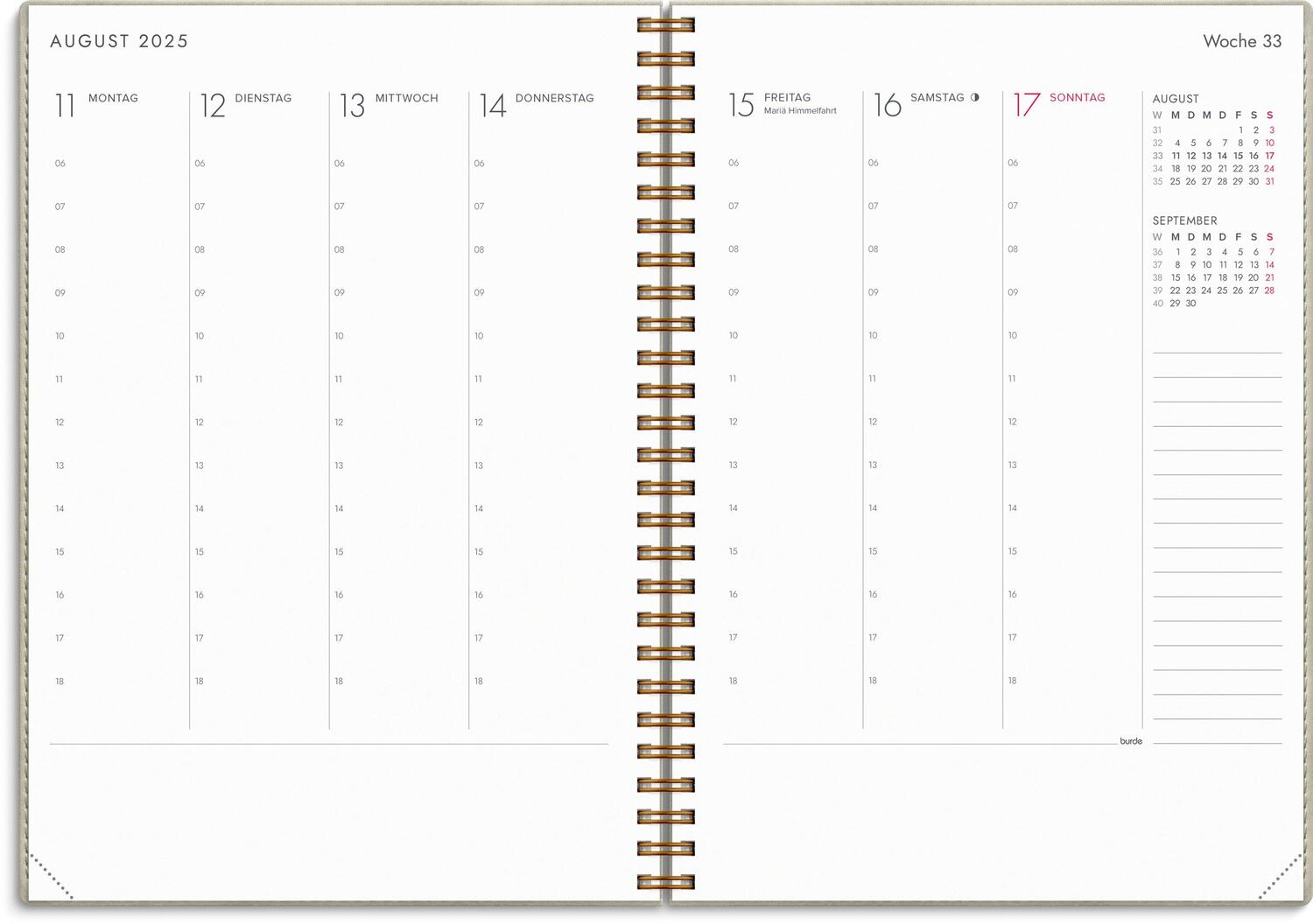 Bild: 7340188003848 | Burde Business A5 Twist beige Kalender 2025 | Terminplaner für 2025