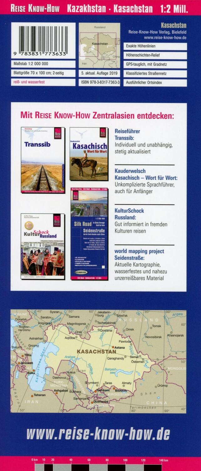 Bild: 9783831773633 | Reise Know-How Landkarte Kasachstan / Kazakhstan (1:2.000.000) | Rump
