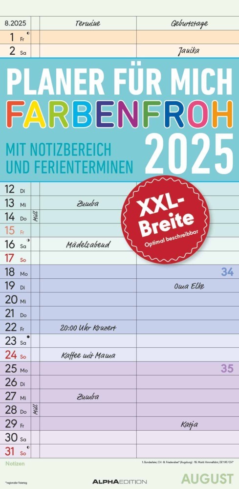 Cover: 4251732344689 | Alpha Edition - Planer für mich XL 2025 Familienplaner, 22x45cm,...