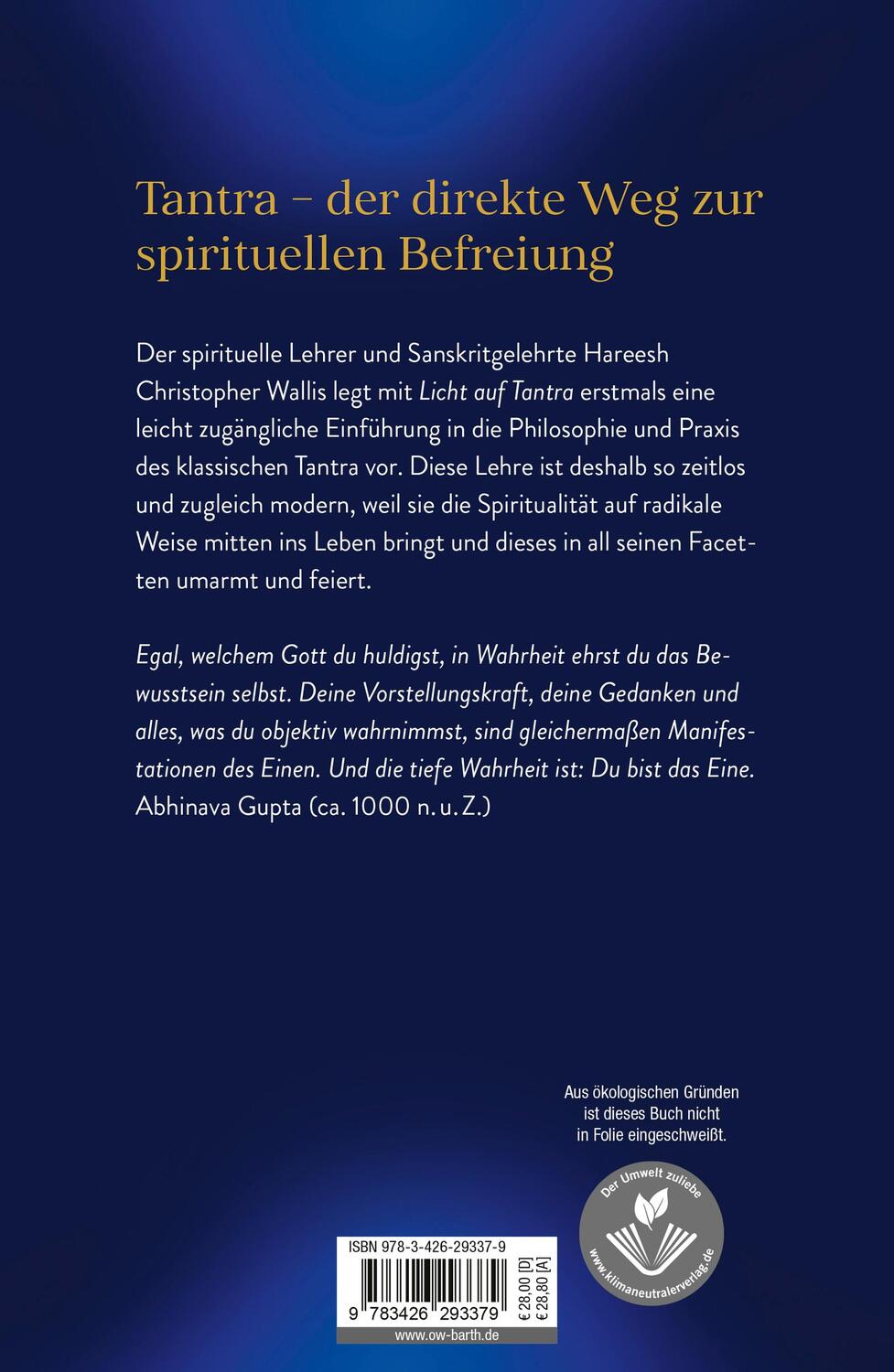 Rückseite: 9783426293379 | Licht auf Tantra | Christopher D. Wallis | Buch | 416 S. | Deutsch