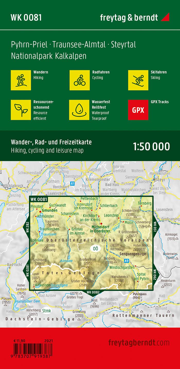 Rückseite: 9783707919387 | Pyhrn-Priel, Wander-, Rad- und Freizeitkarte 1:50.000, freytag &amp;...