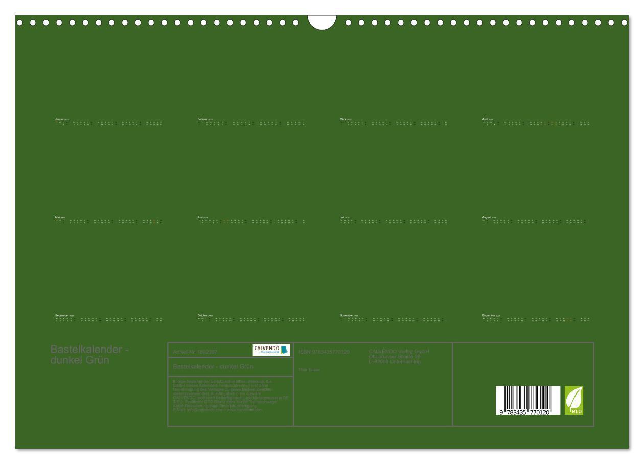 Bild: 9783435770120 | Bastelkalender - dunkel Grün (Wandkalender 2025 DIN A3 quer),...