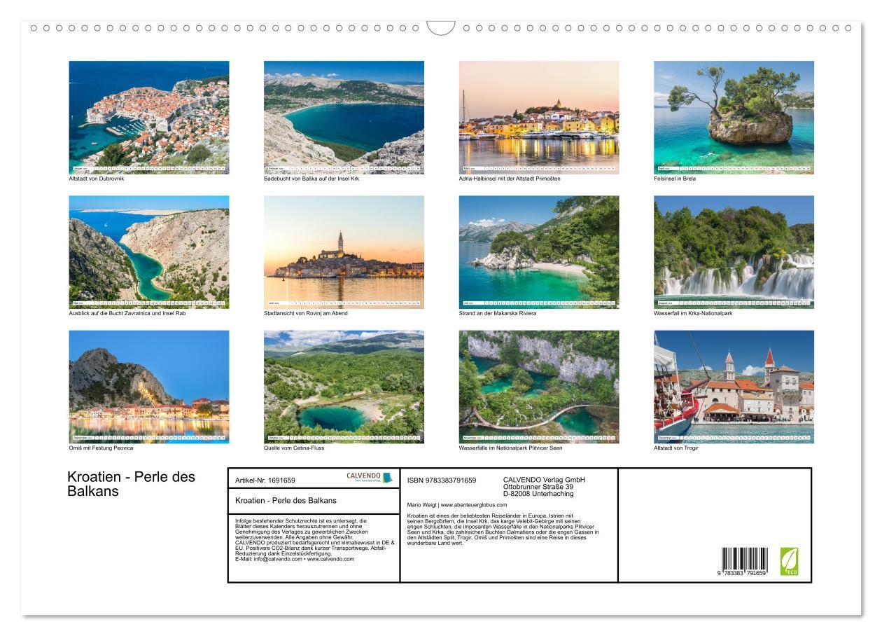 Bild: 9783383791659 | Kroatien - Perle des Balkans (Wandkalender 2025 DIN A2 quer),...