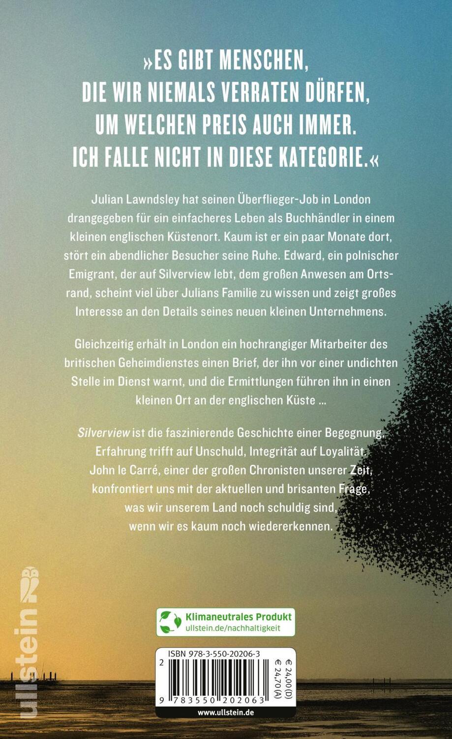 Rückseite: 9783550202063 | Silverview | John le Carré | Buch | 256 S. | Deutsch | 2021