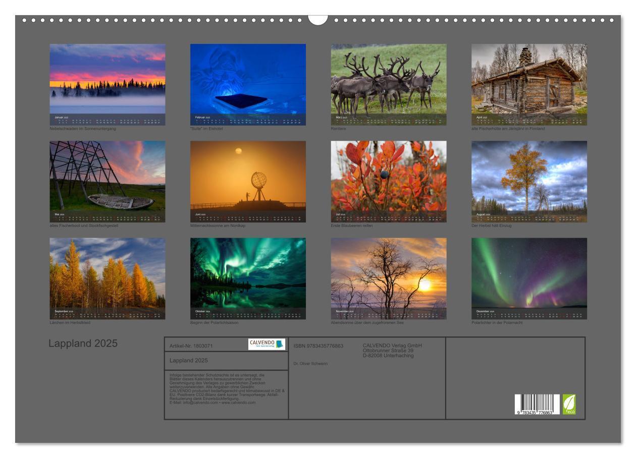 Bild: 9783435776863 | Lappland 2025 (Wandkalender 2025 DIN A2 quer), CALVENDO Monatskalender