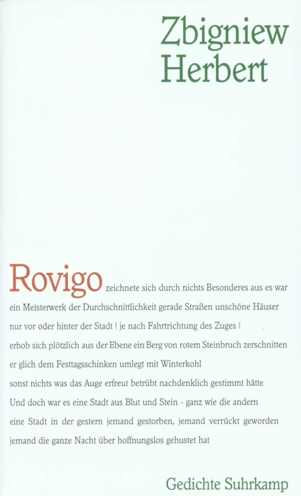 Cover: 9783518407066 | Rovigo | Gedichte | Zbigniew Herbert | Buch | Suhrkamp