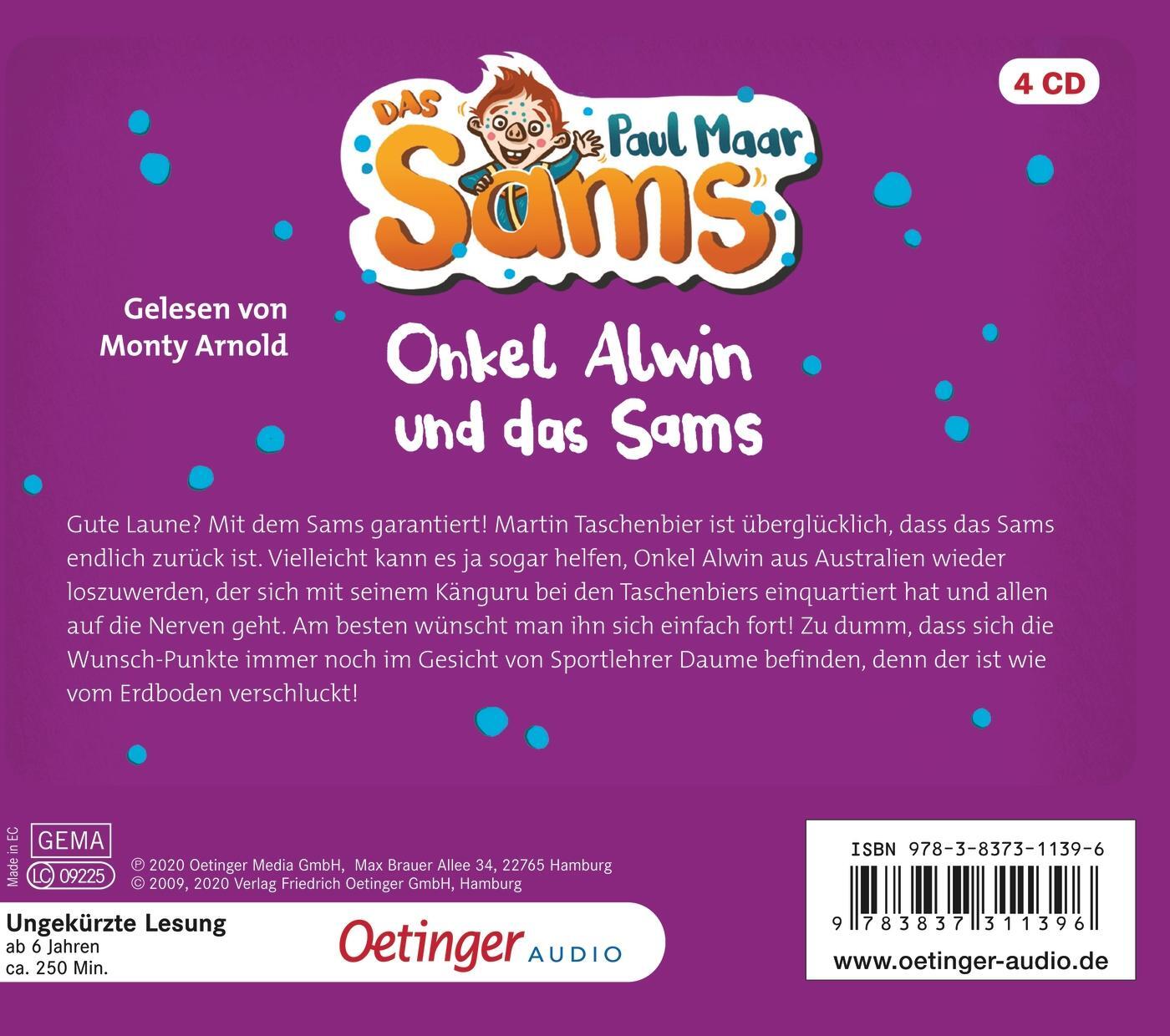 Rückseite: 9783837311396 | Das Sams 6. Onkel Alwin und das Sams | (4 CD) | Paul Maar | Audio-CD
