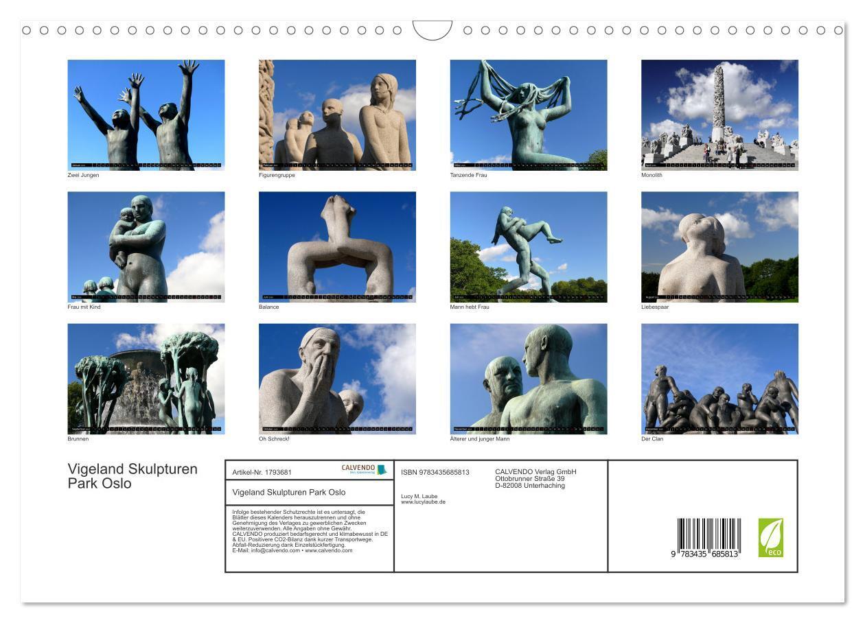 Bild: 9783435685813 | Vigeland Skulpturen Park Oslo (Wandkalender 2025 DIN A3 quer),...