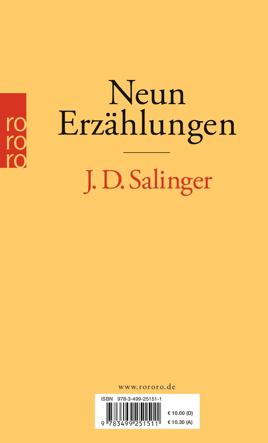 Rückseite: 9783499251511 | Neun Erzählungen | J. D. Salinger | Taschenbuch | Deutsch | 2013