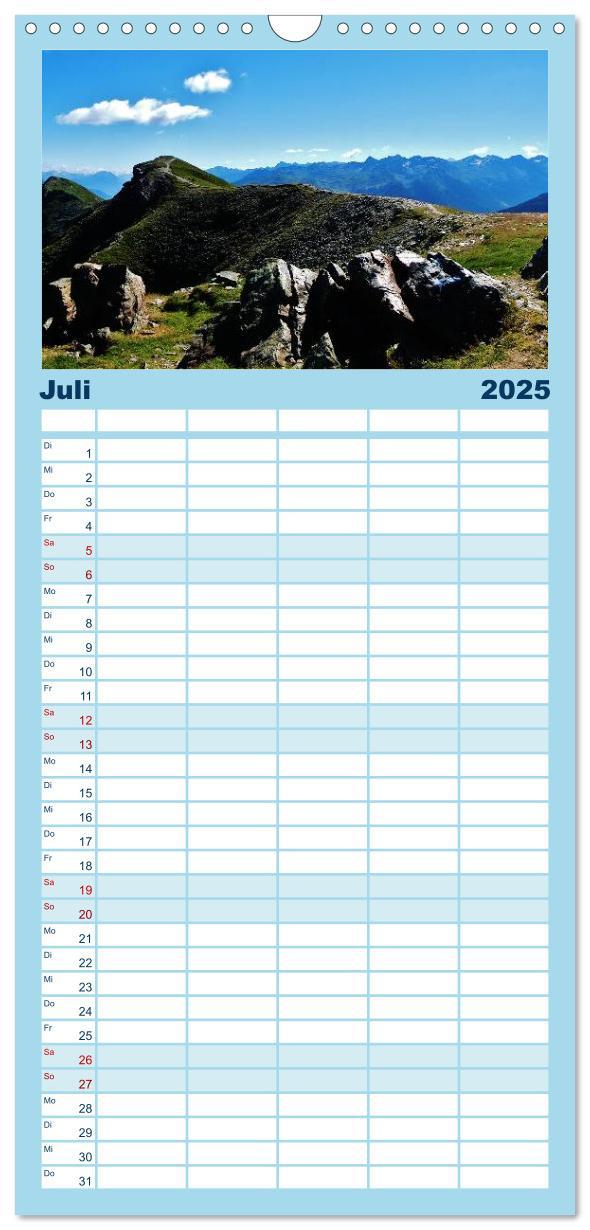 Bild: 9783457113561 | Familienplaner 2025 - Alpenüberquerung mit 5 Spalten (Wandkalender,...