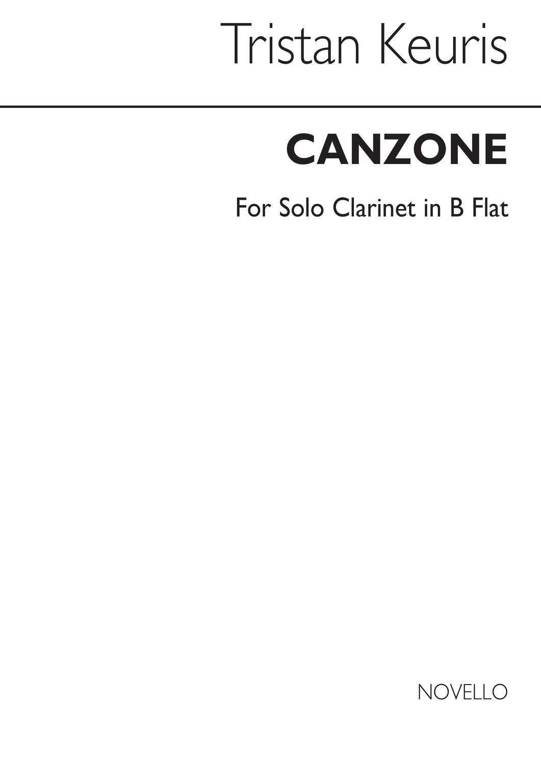 Cover: 5020679214398 | Canzone For Clarinet Solo | Tristan Keuris | Buch | Novello and Co