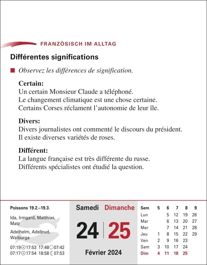 Bild: 9783840031274 | Französisch Sprachkalender 2024. In nur 10 Minuten täglich...