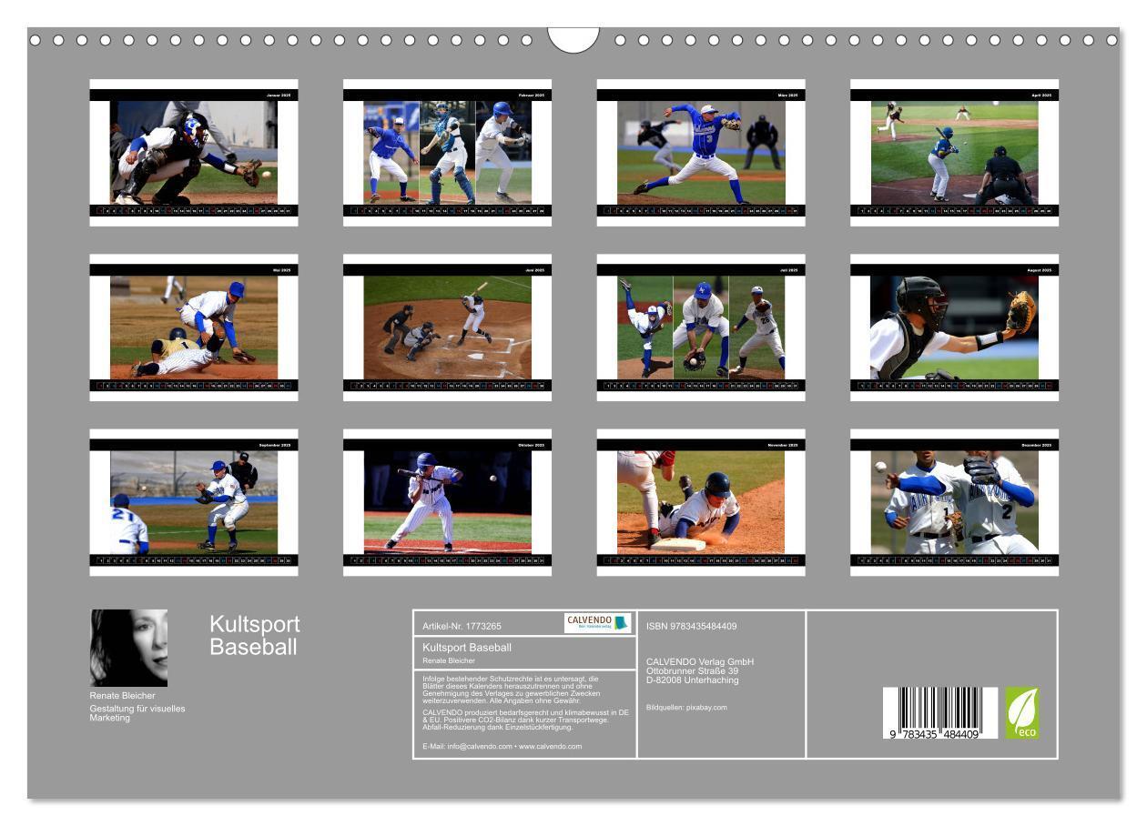 Bild: 9783435484409 | Kultsport Baseball (Wandkalender 2025 DIN A3 quer), CALVENDO...