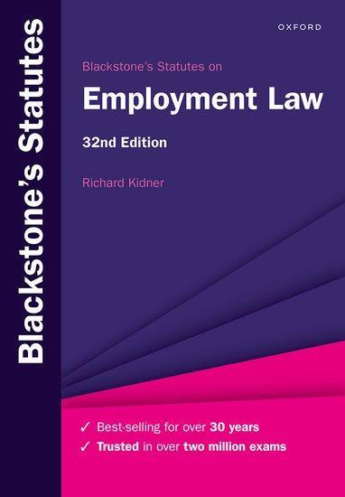 Cover: 9780192858603 | Blackstone's Statutes on Employment Law | Richard Kidner | Taschenbuch