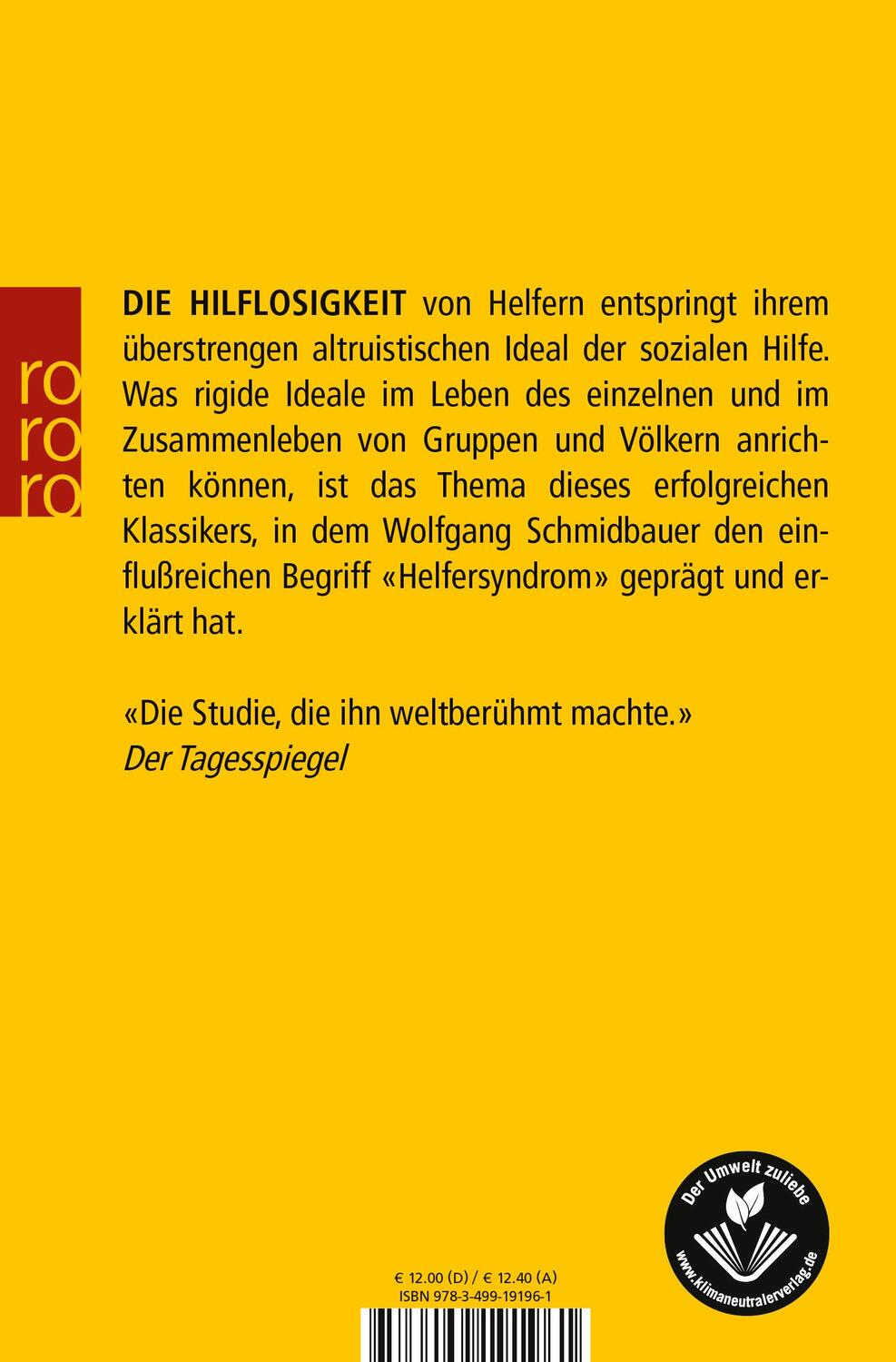 Rückseite: 9783499191961 | Hilflose Helfer | Wolfgang Schmidbauer | Taschenbuch | Deutsch | 1992