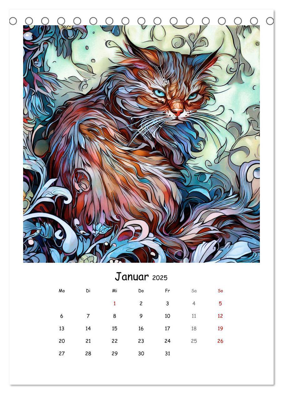 Bild: 9783435875122 | Jugendstil Katzen (Tischkalender 2025 DIN A5 hoch), CALVENDO...