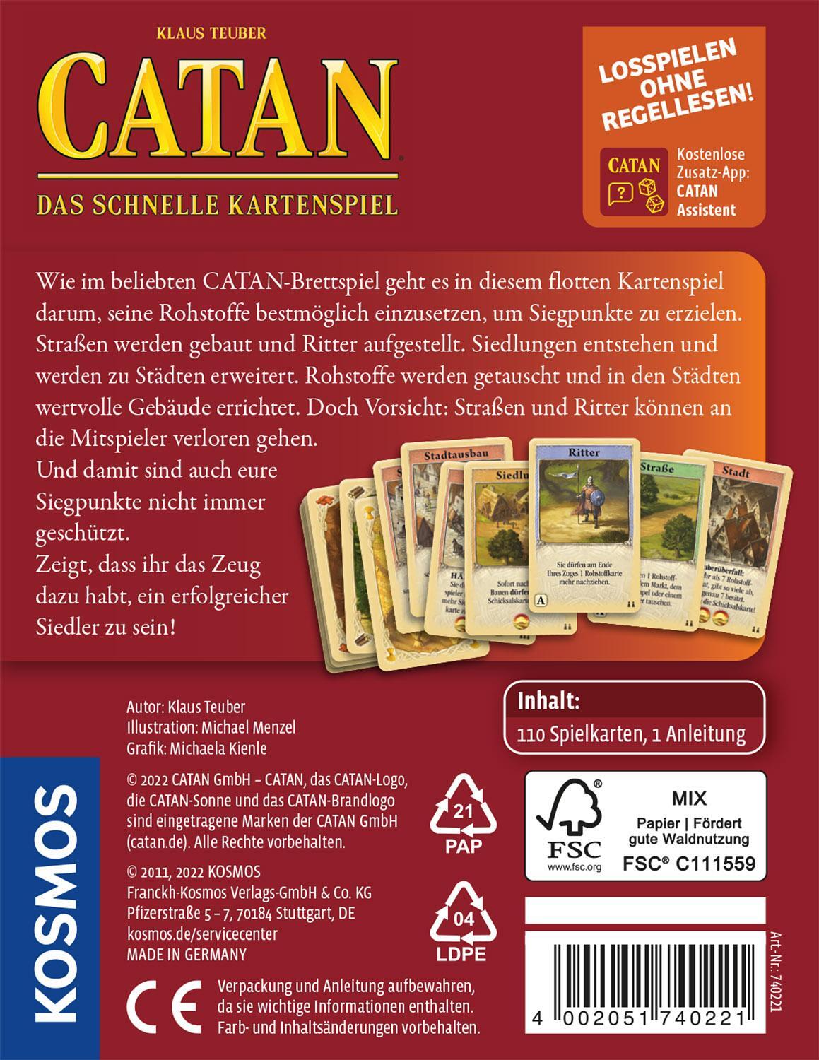 Rückseite: 4002051740221 | Die Siedler von Catan - Das schnelle Kartenspiel | Klaus Teuber | 2011