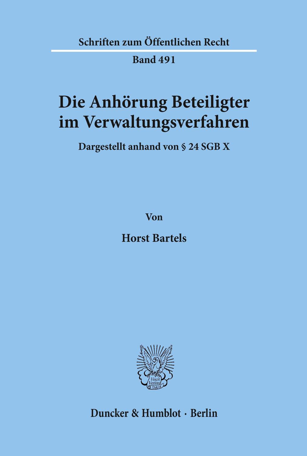 Cover: 9783428058747 | Die Anhörung Beteiligter im Verwaltungsverfahren, dargestellt...