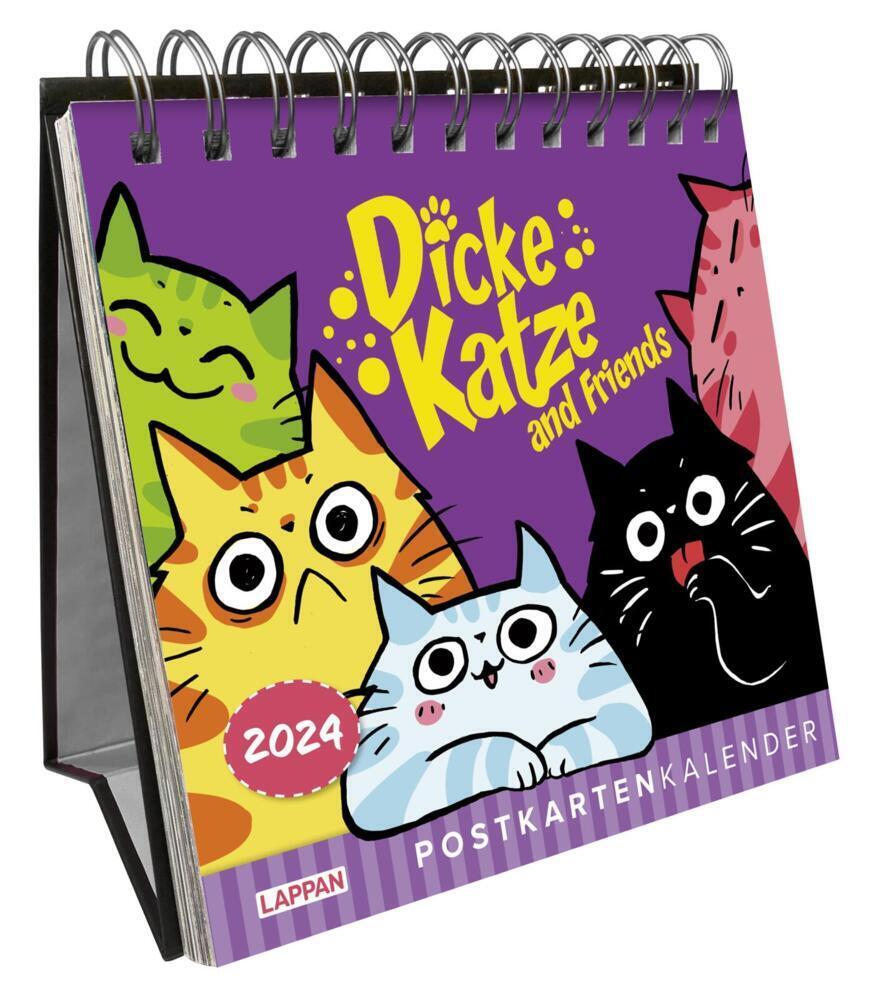 Cover: 9783830320616 | Dicke Katze and Friends - Postkartenkalender 2024 | Olivia Vieweg