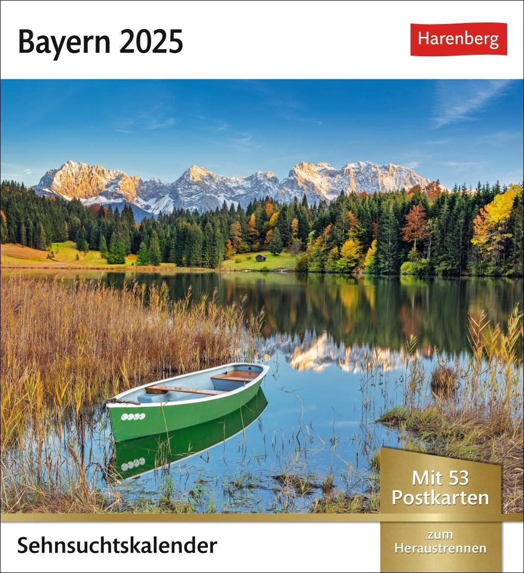Cover: 9783840033919 | Bayern Sehnsuchtskalender 2025 - Wochenkalender mit 53 Postkarten