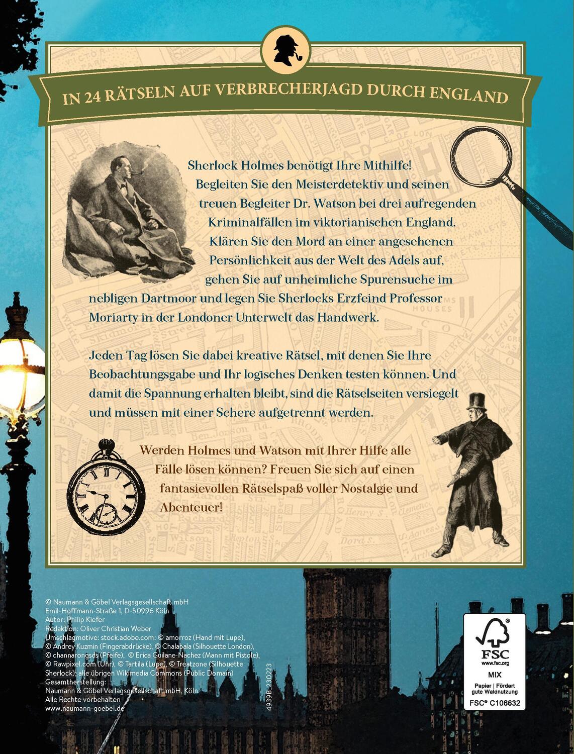 Rückseite: 9783625194514 | Sherlock Holmes' Adventskalender der Logikrätsel | Philip Kiefer