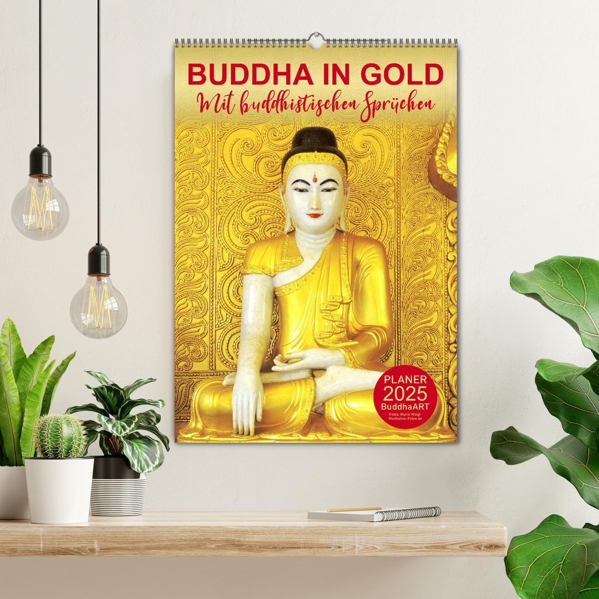 Bild: 9783435927586 | BUDDHA IN GOLD - Mit buddhistischen Sprüchen (Wandkalender 2025 DIN...