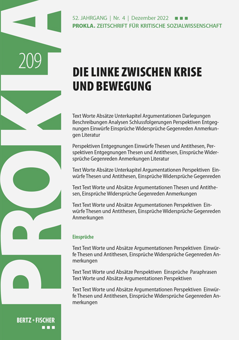 Cover: 9783865059093 | Die Linke zwischen Krise und Bewegung | Prokla | Taschenbuch | 2022