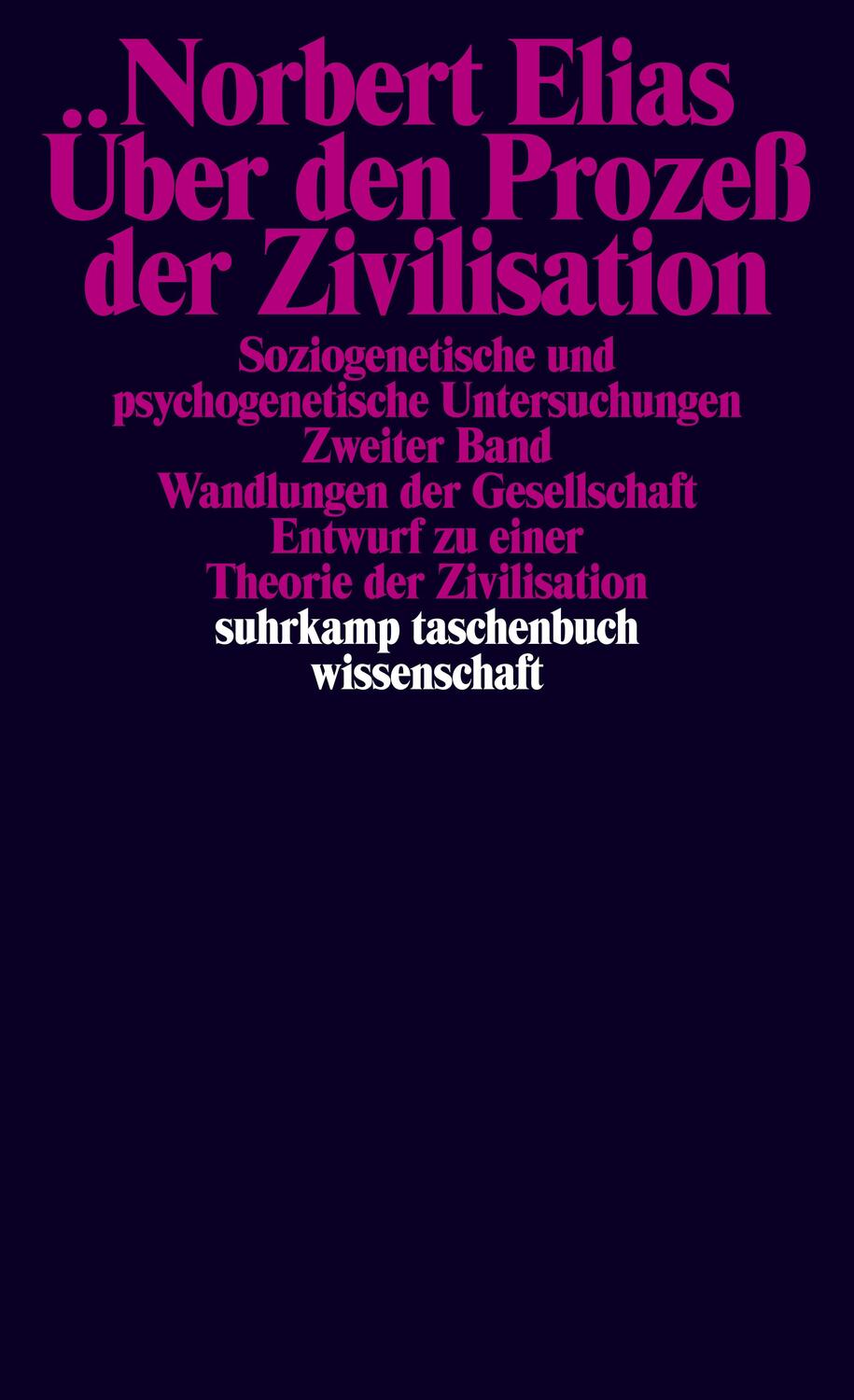 Cover: 9783518099346 | Über den Prozeß der Zivilisation | Norbert Elias | Taschenbuch | 2001