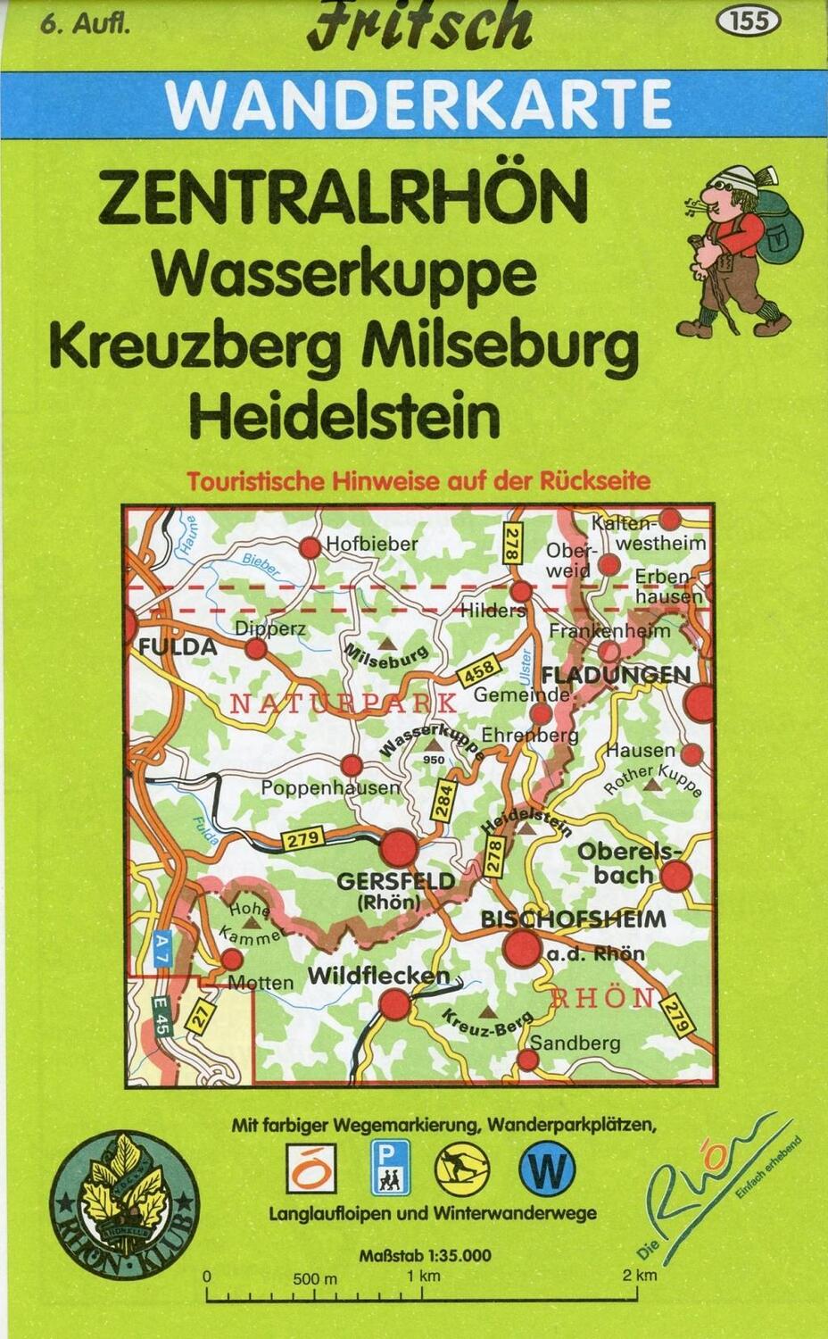 Cover: 9783861161554 | Zentralrhön 1 : 35 000 Wanderkarte | (Land-)Karte | Fritsch Karten