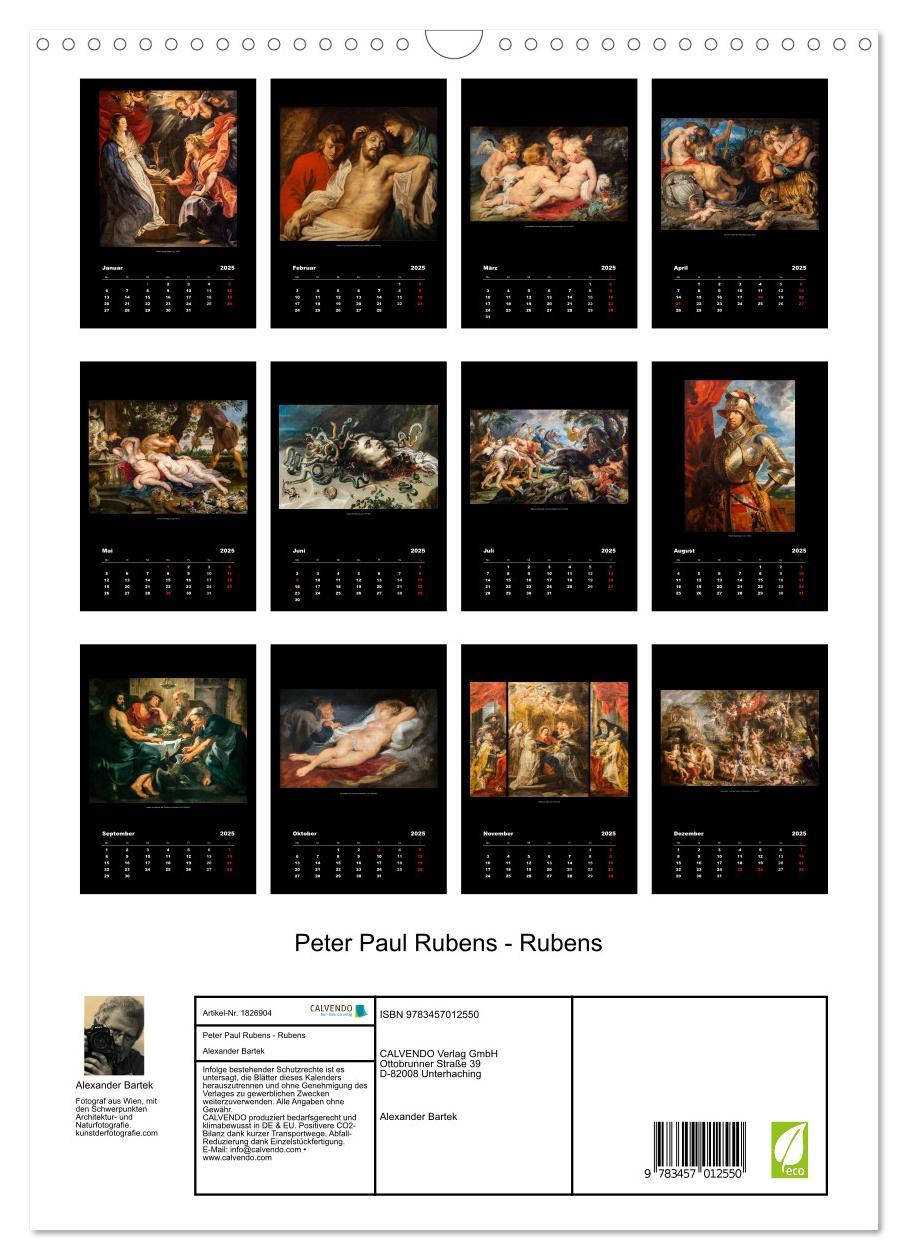 Bild: 9783457012550 | Peter Paul Rubens - Rubens (Wandkalender 2025 DIN A3 hoch),...