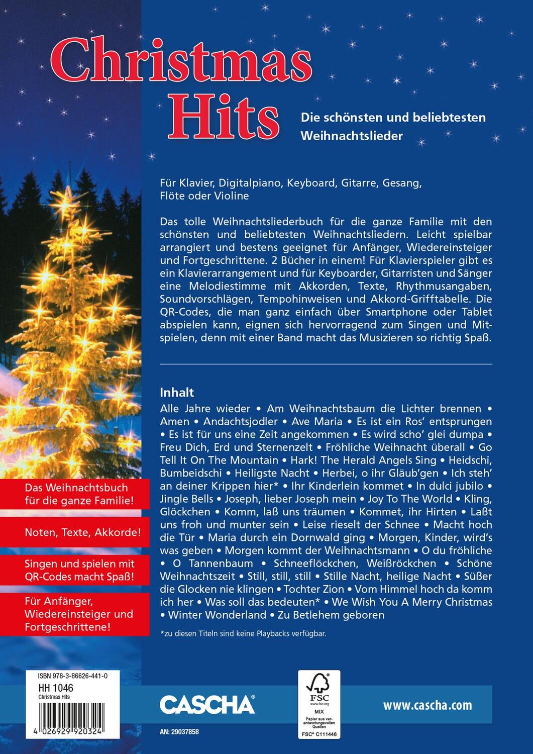 Rückseite: 9783866264410 | Christmas Hits | Cascha Verlag | Taschenbuch | 128 S. | Deutsch | 2017