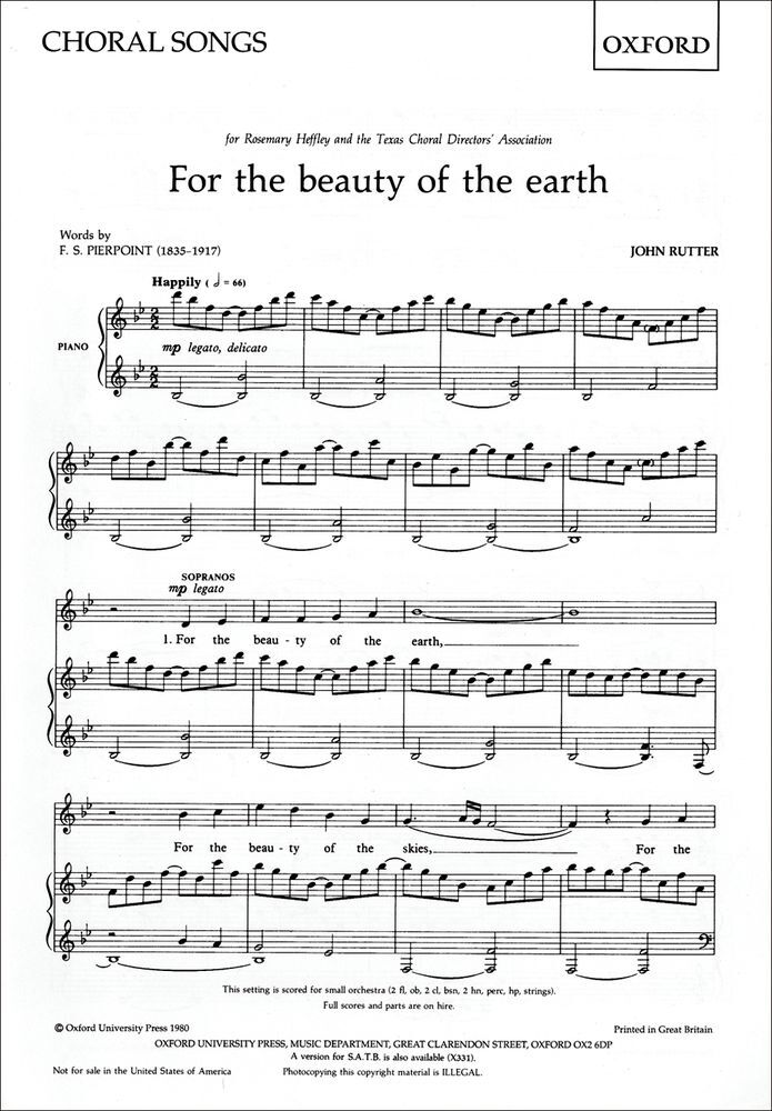 Cover: 9780193415133 | For The Beauty Of The Earth | John Rutter | Noten | Chorpartitur